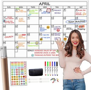Large Dry Erase Wall Calendar - 24&#034;X 36&#034; Undated Monthly Planner for Home, Offic
