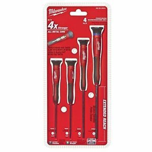 Milwaukee 48-22-2604 4-Pc Precision Screwdriver Set w 360 Degree Rotating Caps