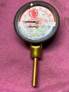 Howe 03.01.003.00 3&#034; Dial 1/2&#034; NPT Booster Heater Temperature-Pressure Gauge