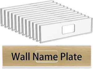 Niubee 12 Pack Acrylic Wall Name Plate Holder 2X8 Inch,Clear Plastic Sign Holder