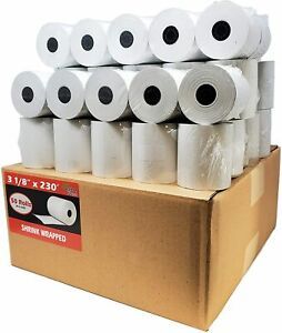 BuyRegisterRolls POS Thermal Receipt Printer Paper 3-1/8&#034; x 230&#039; 50 Rolls - Core