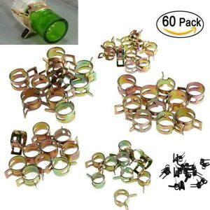 60pc 6-15mm 6 Size Fuel Line Hose Spring Clip Water Pipe Air Tube Clamp Fastener