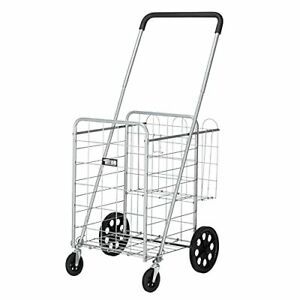 TUFFIOM Jumbo Folding Grocery Shopping Cart, Easily Collapsible &amp; Heavy Duty Tro