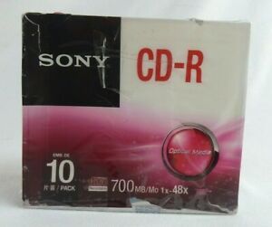 NEW Sony CD-R 700MB / Mo X1-48X 10 Pack  10CDQ80SS