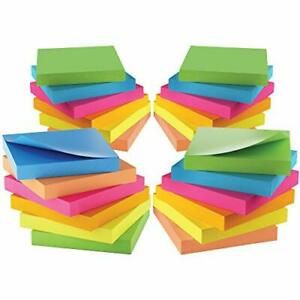 Sticky Notes 3x3, Colorful Stickies, 24 Pads, (24 Pads, 2400 Sheets Total)