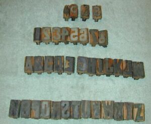 Antique 37 HandMade Wooden Letterpress Printing Blocks-Alphabet+Nos+
