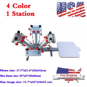 4 Color 1 Station T-shirt Screen Printing Machine Press with Micro Registration