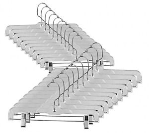 Space Saving 25 Pack, Heavy Duty Slim Clear Pants Hangers, Ridged Non-Slip