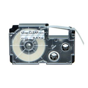 1 Compatible with Casio XR-12X Black on Clear Label Tape for EZ KL-60 12MM