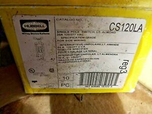 LOT OF 9....HUBBELL CS120LA 20 AMP 120-277V SWITCH LIGHT ALMOND W/ UB PLATES