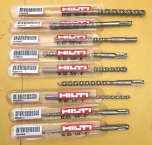 9 NEW HILTI TE-CX 1/2&#034;,3/8,1/4 in. x 6 in.SDS-PlusSTYLE Masonry Hammer Drill Bit