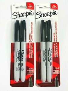 2~Sharpie Black Fine Tip PERMANENT MARKER 2pk 30162 New Sealed Original