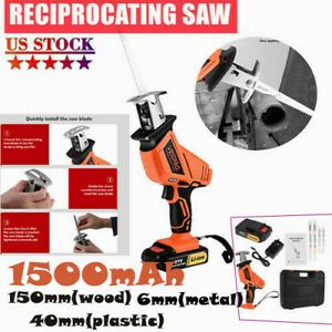 Electric Cordless Reciprocating Saw+1500mAh Battery+4 Blade+1 Charger+Case 21V