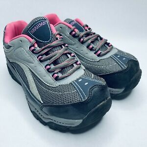 Brahma Women&#039;s Size 6.5 Gray Pink Sarah ST Steel Toe Leather Lace Up Work Shoes