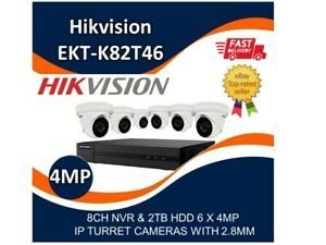 EKI-K82T46 HIKVISION 8CH NVR &amp; 2TB HDD 6 X 4MP IP TURRET CAMERAS WITH 2.8MM