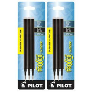 Pilot FriXion Ball Ink Refills, Extra Fine Point, 0.5mm, Black Ink, 6 Refills