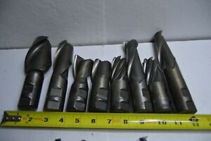 8 MACHINIST MILLING DRILL BITS 1 1/4&#034; SHANK HSS - WELDON, QUINCO ETC.