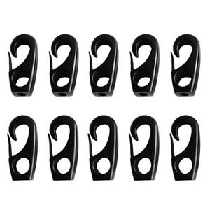 10 Pieces Shock Cord Hook Bungee Rope Hook for 7mm Bungee Cord, Black