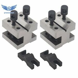 HIGH PRECISION V-BLOCK PAIR W. CLAMPS 1-3/8x1-3/8x1-3/16&#034; New