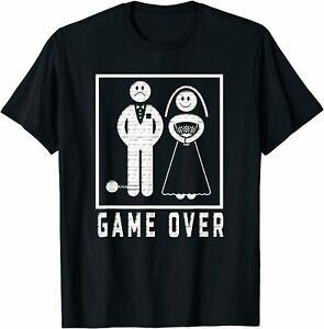 NEW Limited Game Over Wedded Funny Bachelor&#039;s Wedding Men &amp; women Gift T-Shirt