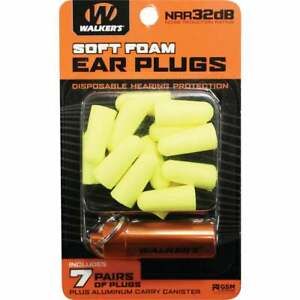 Walker&#039;s Soft Foam Neon Yellow Ear Plugs (7-Pair) GWP-PLGCAN-YL Pack of 24