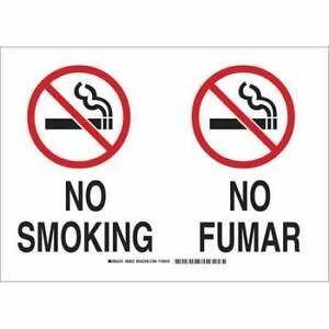 BRADY 38933 No Smoking Sign, 10X14&#034;, R and BK/WHT, Height: 10&#034;