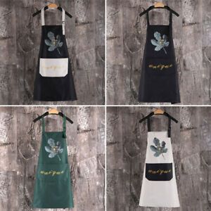 Unisex Bib Apron Water Resistant Large Pocket Adjustable Cooking Kitchen Apron