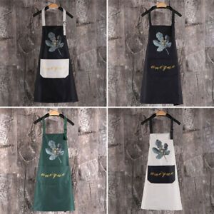 Unisex Bib Apron Water Resistant Large Pocket Adjustable Cooking Kitchen Apron