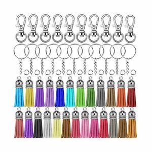 100Pcs Key Rings Chains Hooks Bulk Multiple Color Tassels DIY Crafts Lanyards