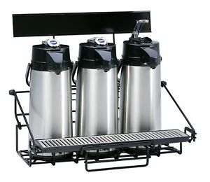 NEW WILBUR CURTIS 3 POSITION WIRE AIRPORT COFFEE RACK w/ DRIP TRAY WR3B0000