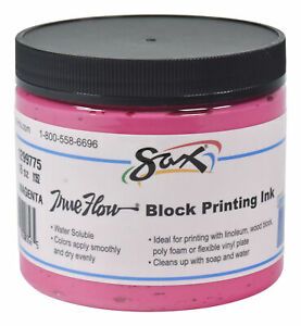 Sax True Flow Water Soluble Block Printing Ink, 1 Pint Jar, Magenta