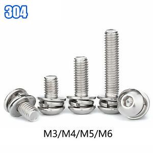 Socket Button Screws Dome Head Hex Allen Bolts A2 Stainless Flat&amp;Spring Washers