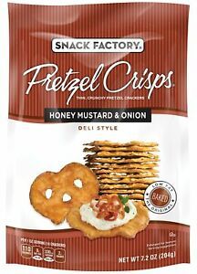 Snack Factory Pretzel Crisps, Honey Mustard &amp; Onion, 7.2 Ounce (Pack of 12)