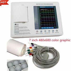 ECG EKG machine Electrocardiograph 7 inch 480*680 color 12-lead 3-channel Screen