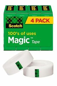 Scotch Magic Tape, 4 Rolls, Numerous Applications, Invisible, Engineered for ...