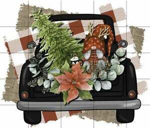 Christmas Truck Gnome Plaid Sublimation Transfer, Ready to Press, Christmas