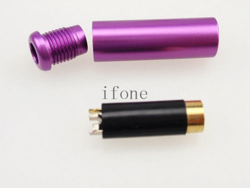 3.5mm 4 pole female  repair headphone jack plug metal audio soldering purple for sale