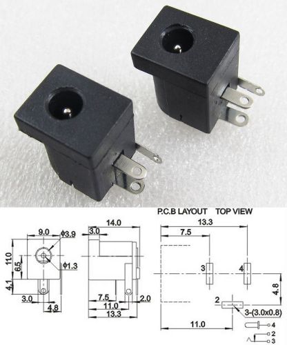50x dc power supply female socket 3.5x1.3mm barrel-type black plastic pcb mount for sale
