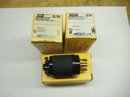 3 hubbell hbl7594 midget twist-lock plugs 125v 15a (lot of 3) for sale