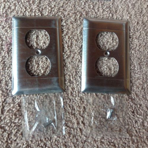 Lot of 2 1-Gang Receptacle Switch Cover Wallplates (Stainless Steel)