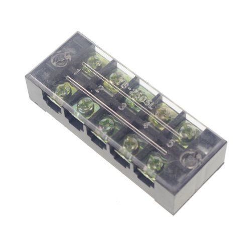 (2)5 position/poles 10 hole screw terminal blocks covered barrier strip 600v 25a for sale