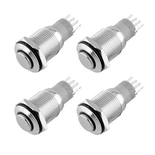 4pcs Red Led 16mm 12V Metal Switch Self Latching Push Button High FLush Boat