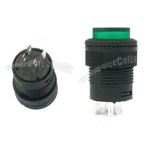 20 3A 250V AC SPST On/Off Self-locking 16mm Push Button Switch Green Light 503AD