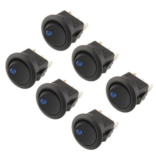 6pcs blue led lighted dot rocker switch 3pin 19mm toggle car boat vehicle for sale