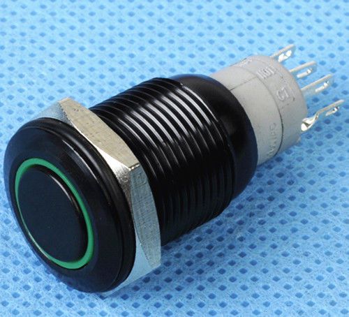 NEW Green 16mm 12V LED Latching Push Button Stainless Steel Power Switch