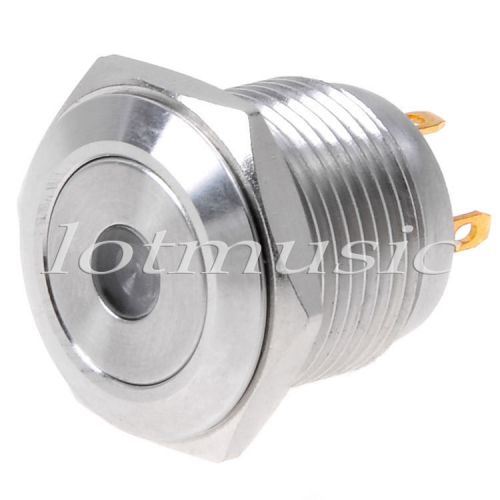 16mm Flat Head Latching Stainless Push Button Switch Annular 12V -Orange