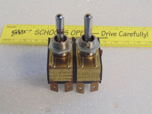 Lot of two carling toggle switch 6a 125 3a 250vac 1/4 hp 120-240 vac (c2-2-28) for sale