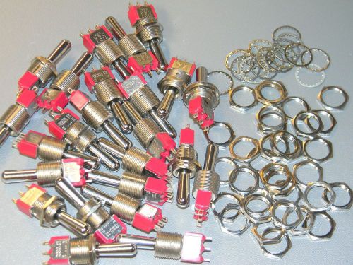 AVIONICS TOGGLE SWITCHES, LOT OF 24pcs. U.S. MADE BY CK, SPDT ON-OFF-ON(MOM)