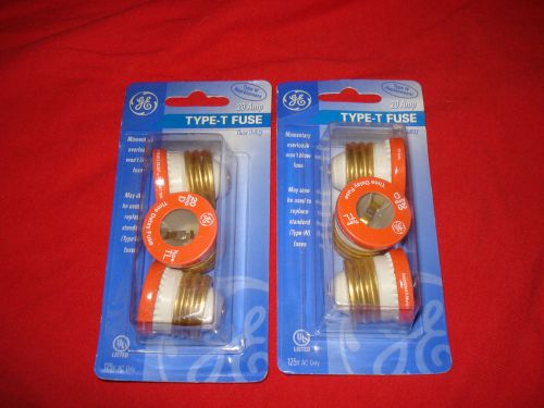 Lot of 2 - GE 3-Pack 20 Amp Type T/TL Screw In Time Delay Plug Fuses 125 Volt AC