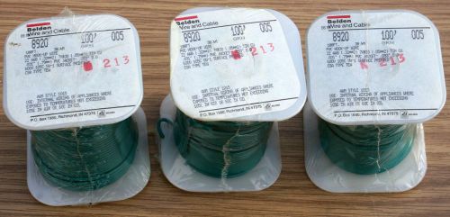 3 NEW ROLES BELDEN 8920 005 100 FT GREEN PVC HOOK UP WIRE AWM STYLE 1015 22 AWG